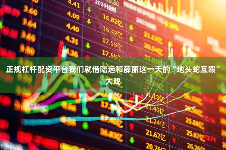 正规杠杆配资平台我们就借陆远和薛丽这一天的“地头蛇互殴”大戏