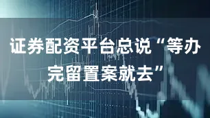 证券配资平台总说“等办完留置案就去”